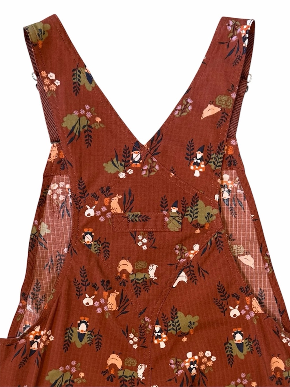 Duluth Heirloom Gardening Bib Overalls in Henna Garden Gnomes Size XS - Picture 11 of 13
